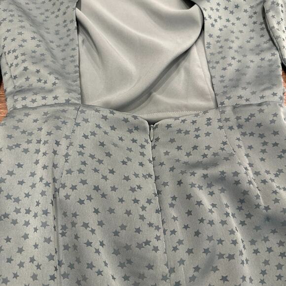 Lovers +‎ Friends Womens Small Sabina Mini Dress Satin Star Blue Green Open Back - Picture 7 of 8